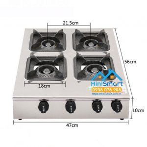 Bếp gas 4 lò vuông bằng inox