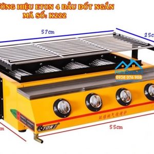 Bếp gas nướng 4 họng ngắn mã số Eton K222