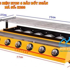 Bếp gas nướng 6 họng ngắn mã số Eton K233